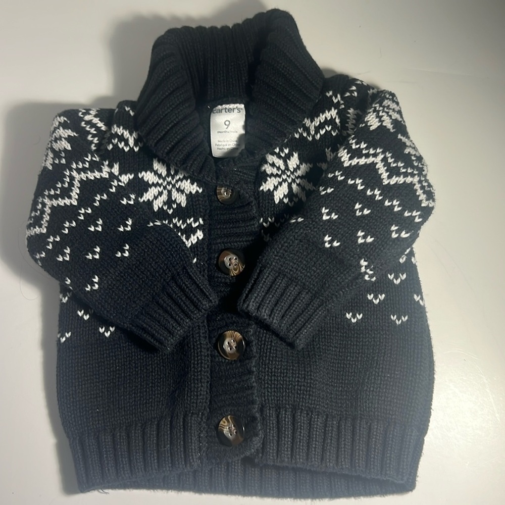 Carter’s black Winter Sweater Cardigan 9 months